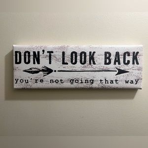 16 x 6 quote decor wooden box with canvas on top. Ready to hang with ease.